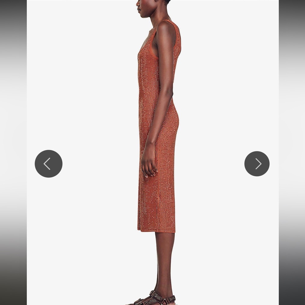Sandro Fantasia rhinestone-embellished sleeveless woven midi dress - Picture 3 of 5